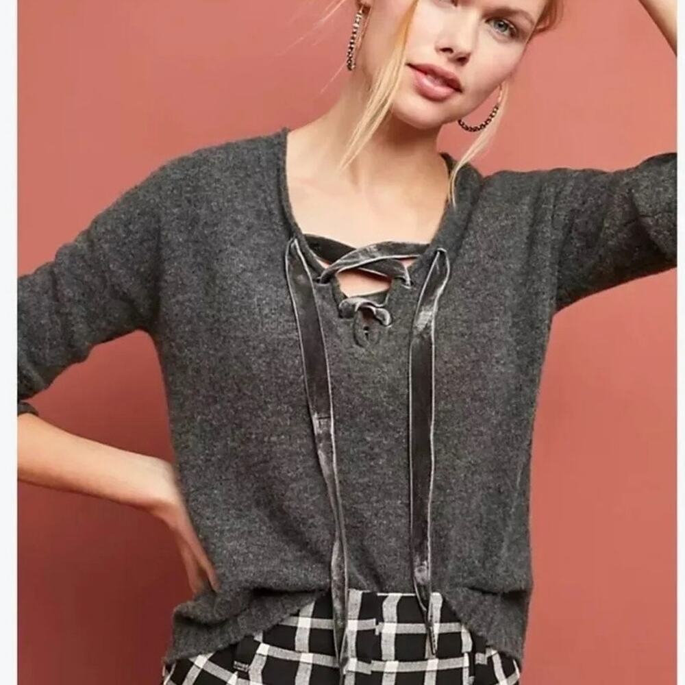 RAILS Cashmere Amelia Lace Up Sweater Grey XS